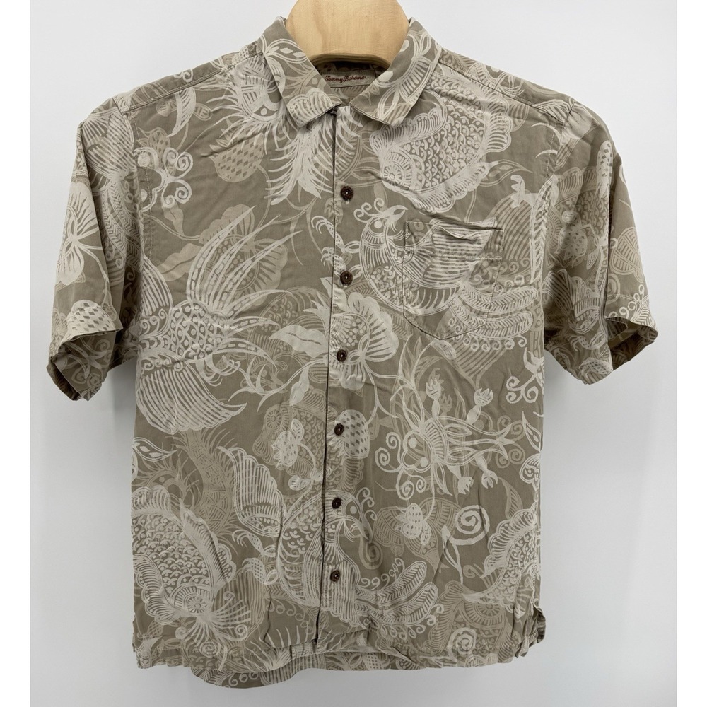 Tommy Bahama Hawaiian Shirt Men's Size M 100% Silk Floral Tropical Aloha